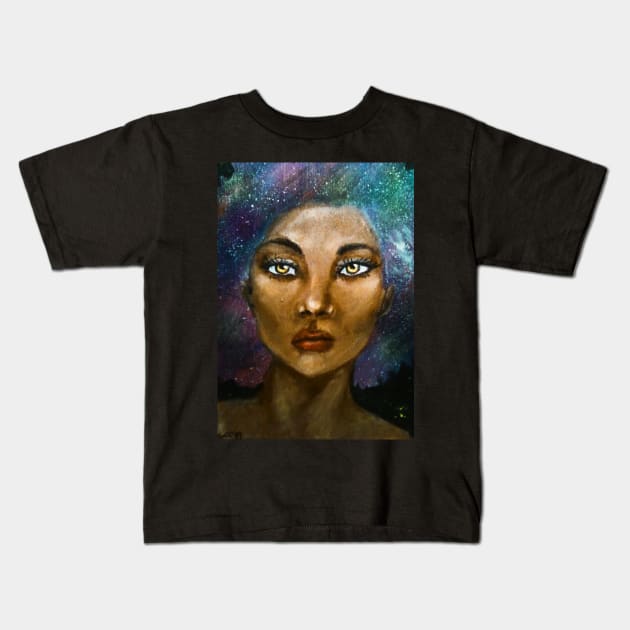 Aurelia (galaxy portrait) Kids T-Shirt by YaebaArts